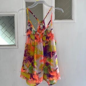 Cute tropical tank top with open back